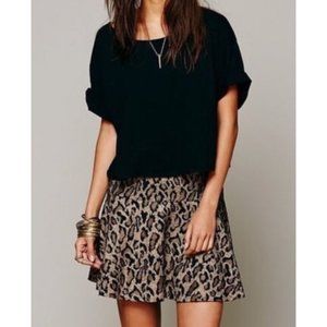 Free People Leopard Flare Skirt